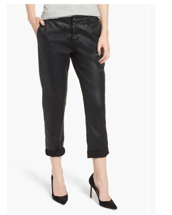 Ag Adriano Goldschmied Pants - AG Adriano Goldschmied Caden Tailored Trouser Coated Faux Leather Black 30R